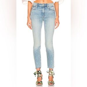 MOTHER SUPERIOR The Stunner Ankle Chew Cropped Leg Jeans in Walking On Water